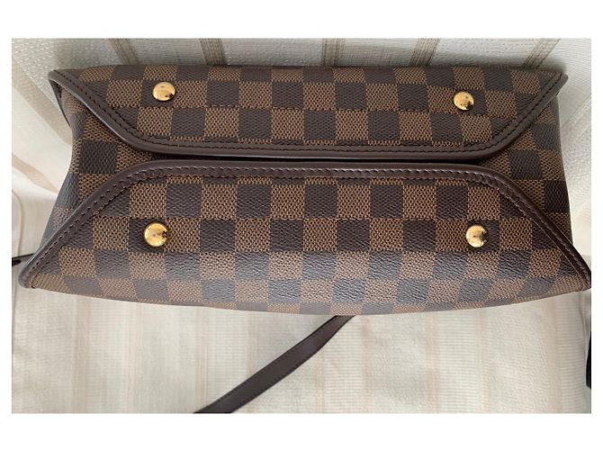 Bolsa transversal Louis Vuitton marrom de couro e tecido - vista 8