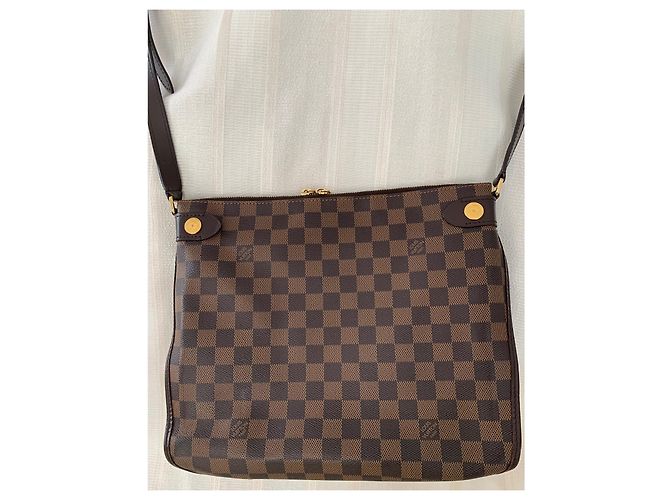 Bolsa transversal Louis Vuitton marrom de couro e tecido - vista 9