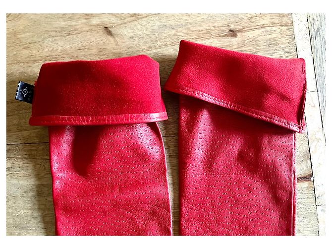 Autre Marque Paar lange Handschuhe aus rotem Lammleder T. 7,5 rosa Soda - Ansicht 4