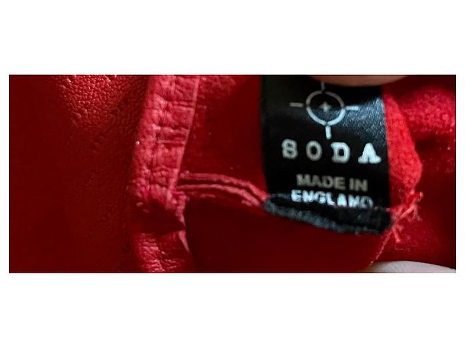 Autre Marque Paar lange Handschuhe aus rotem Lammleder T. 7,5 rosa Soda - Ansicht 5