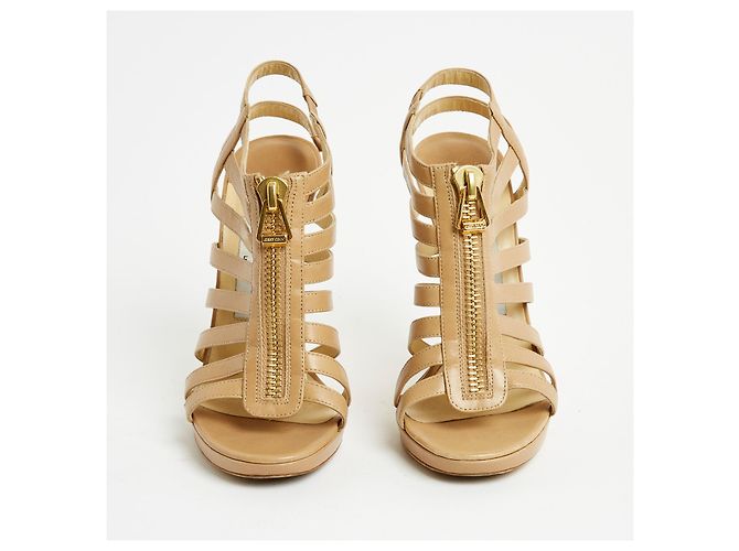 Décolleté Jimmy Choo in pelle beige con cinturini 37 - vista 3