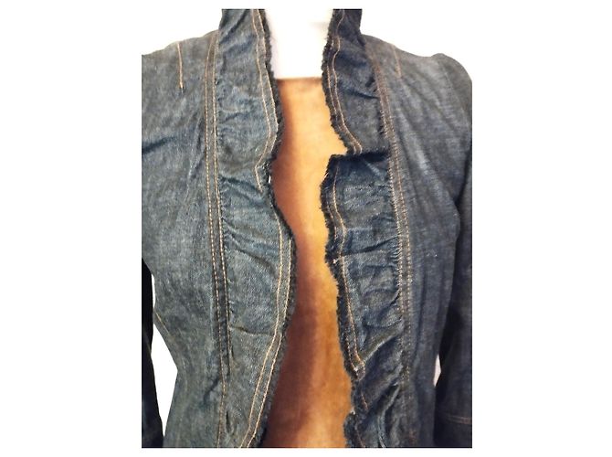 KENZO TRENDY DENIM CUELLO CHAQUETA CORSÉ T 36/38 Azul marino - vista 10