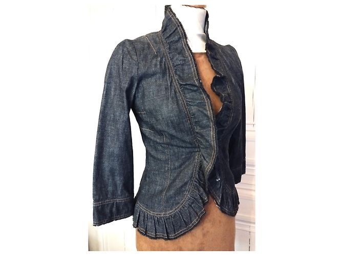 KENZO TRENDY DENIM CUELLO CHAQUETA CORSÉ T 36/38 Azul marino - vista 11