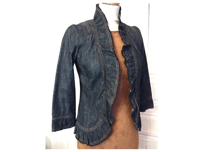 KENZO TRENDY DENIM CUELLO CHAQUETA CORSÉ T 36/38 Azul marino - vista 12