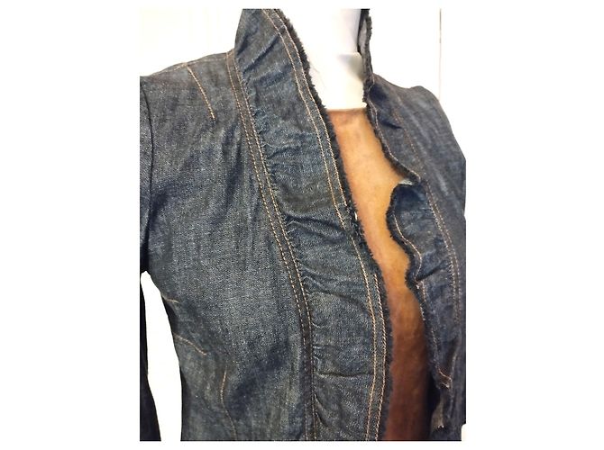 KENZO TRENDY DENIM CUELLO CHAQUETA CORSÉ T 36/38 Azul marino - vista 14
