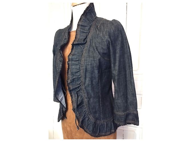 KENZO TRENDY DENIM CUELLO CHAQUETA CORSÉ T 36/38 Azul marino - vista 15