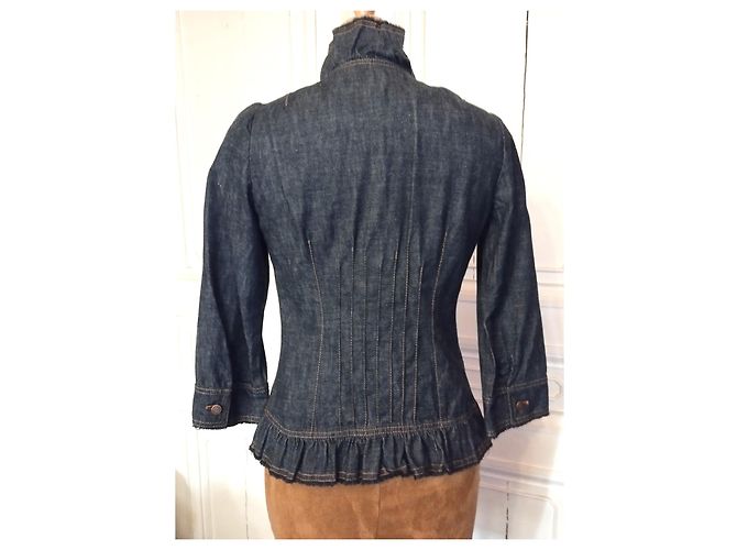 KENZO TRENDY DENIM CUELLO CHAQUETA CORSÉ T 36/38 Azul marino - vista 16