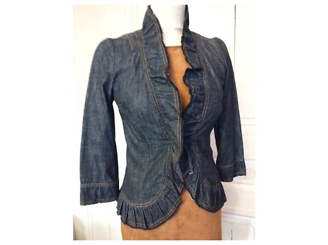 KENZO TRENDY DENIM CUELLO CHAQUETA CORSÉ T 36/38 Azul marino - vista 19