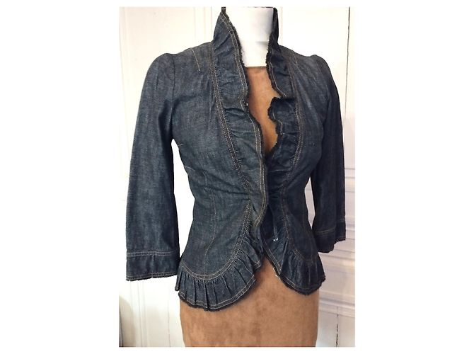 KENZO TRENDY DENIM CUELLO CHAQUETA CORSÉ T 36/38 Azul marino - vista 2