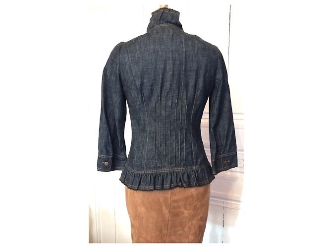 KENZO TRENDY DENIM CUELLO CHAQUETA CORSÉ T 36/38 Azul marino - vista 3