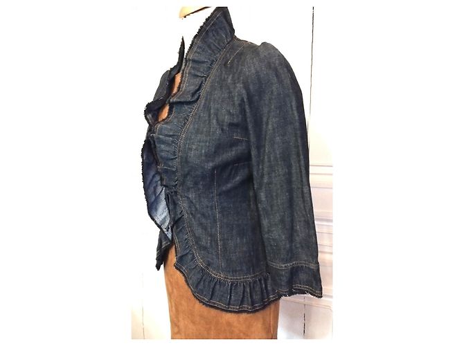 KENZO TRENDY DENIM CUELLO CHAQUETA CORSÉ T 36/38 Azul marino - vista 4