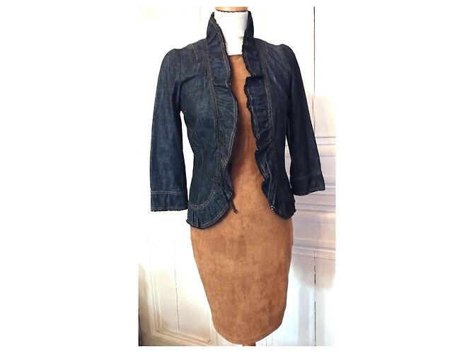 KENZO TRENDY DENIM CUELLO CHAQUETA CORSÉ T 36/38 Azul marino - vista 7