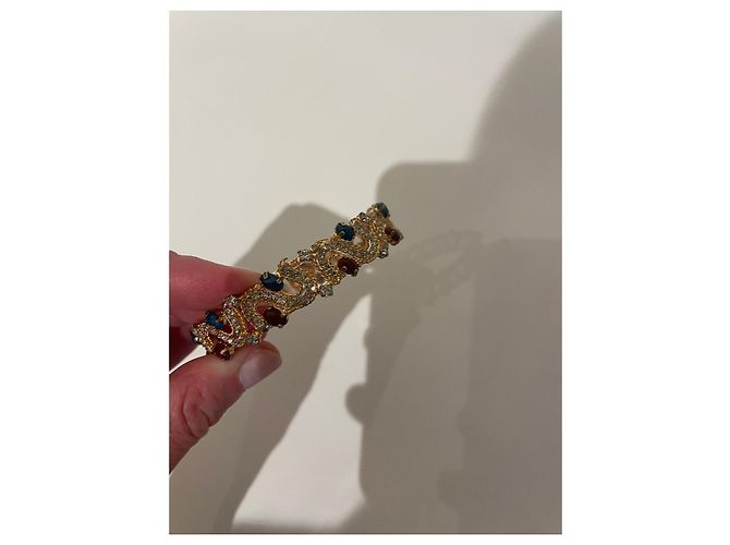 Autre Marque Goldfarbenes Armband mit Kristallen und grünen und roten Steinen Golden - Ansicht 11