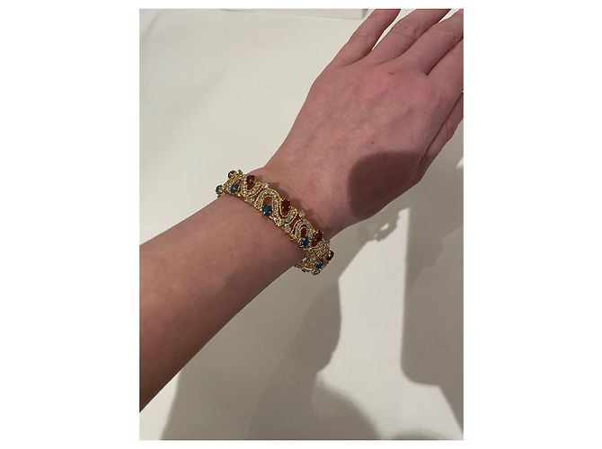 Autre Marque Goldfarbenes Armband mit Kristallen und grünen und roten Steinen Golden - Ansicht 14