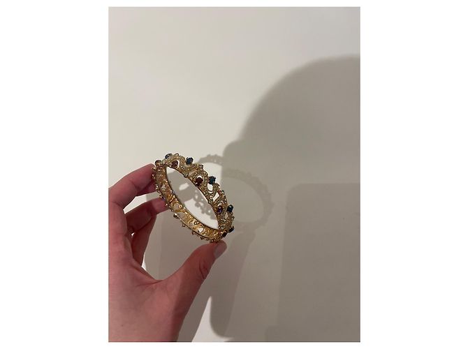 Autre Marque Goldfarbenes Armband mit Kristallen und grünen und roten Steinen Golden - Ansicht 2