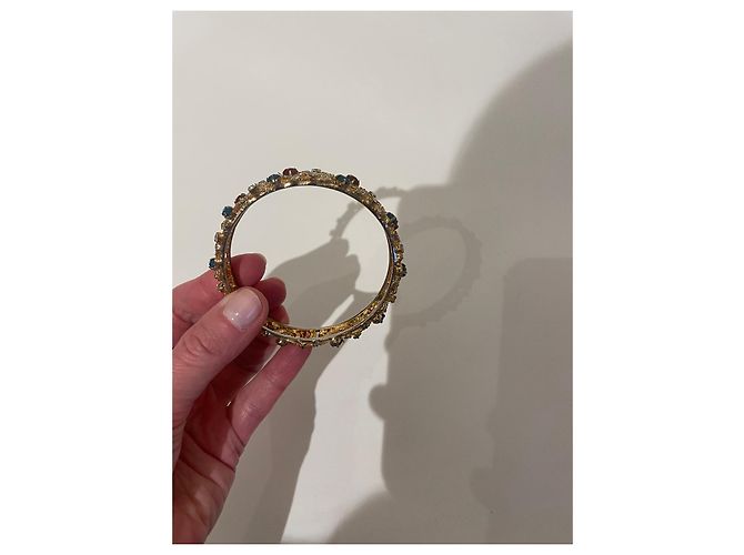 Autre Marque Goldfarbenes Armband mit Kristallen und grünen und roten Steinen Golden - Ansicht 5