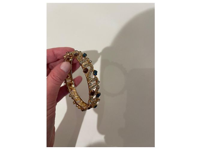 Autre Marque Goldfarbenes Armband mit Kristallen und grünen und roten Steinen Golden - Ansicht 7