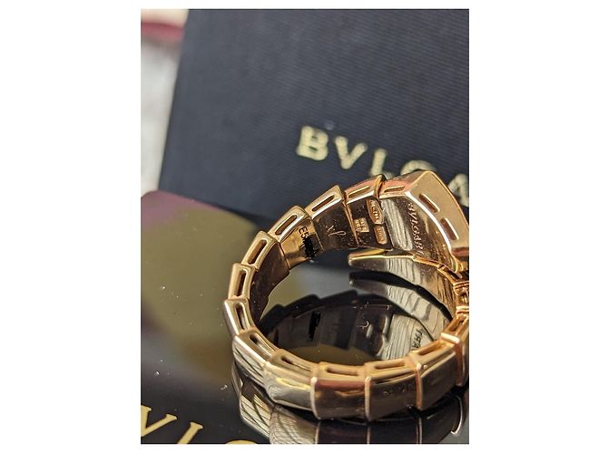 Bulgari Diamante Vipera Serpenti 18k Anello grande in oro rosa rosa Gold hardware - vista 11