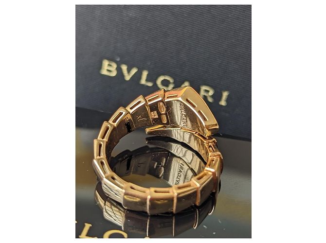 Bulgari Diamante Vipera Serpenti 18k Anello grande in oro rosa rosa Gold hardware - vista 12