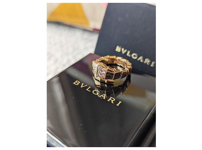 Bulgari Diamante Vipera Serpenti 18k Anello grande in oro rosa rosa Gold hardware - vista 14