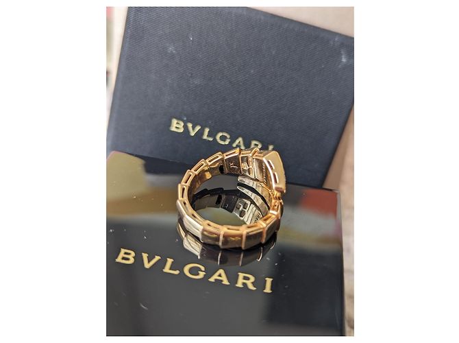 Bulgari Diamante Vipera Serpenti 18k Anello grande in oro rosa rosa Gold hardware - vista 15
