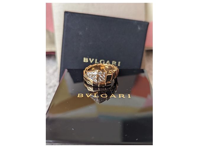 Bulgari Diamante Vipera Serpenti 18k Anello grande in oro rosa rosa Gold hardware - vista 2