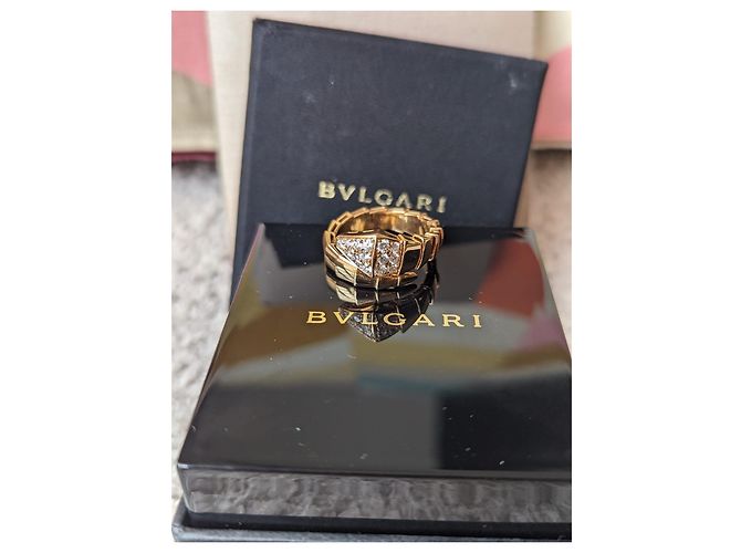 Bulgari Diamante Vipera Serpenti 18k Anello grande in oro rosa rosa Gold hardware - vista 3