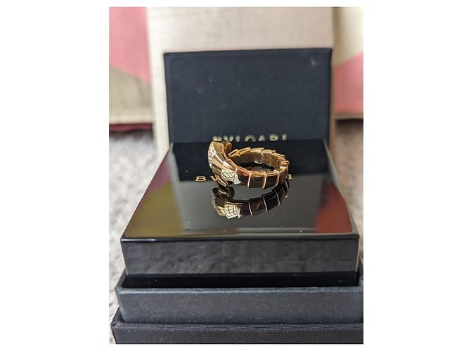 Bulgari Diamante Vipera Serpenti 18k Anello grande in oro rosa rosa Gold hardware - vista 4