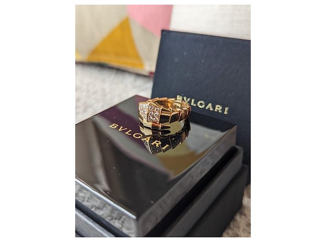 Bulgari Diamante Vipera Serpenti 18k Anello grande in oro rosa rosa Gold hardware - vista 7