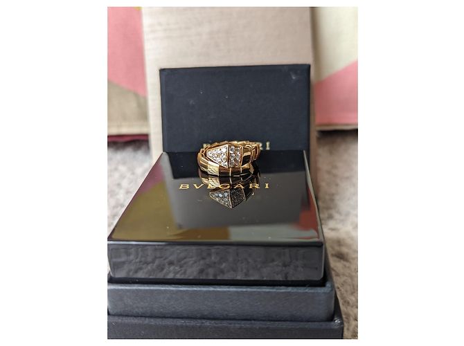 Bulgari Diamante Vipera Serpenti 18k Anello grande in oro rosa rosa Gold hardware - vista 8