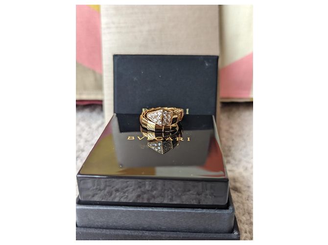 Bulgari Diamante Vipera Serpenti 18k Anello grande in oro rosa rosa Gold hardware - vista 9