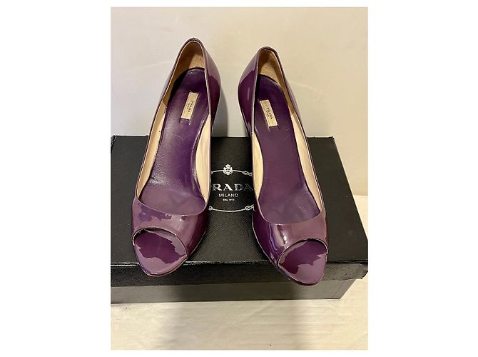 Prada vernice peep toe tacchi in viola Viola scuro - vista 2
