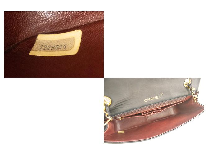 CHANEL Bolsa de Ombro com Aba Completa em Pele de Cordeiro Preto Acolchoado - vista 9