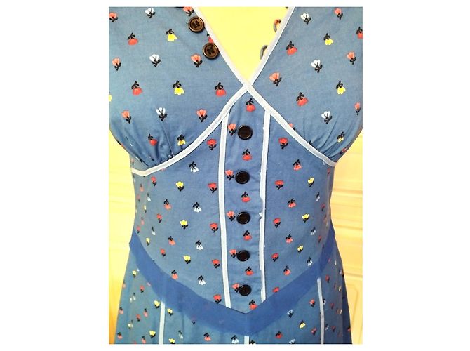 MARC JACOBS BRANDEBOURGS FRÜHLINGSKLEID KLEID RÜSCHEN TÜLL T UK 6 oder 36/38 Blau - Ansicht 11