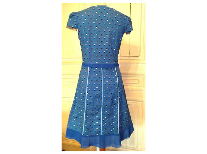 MARC JACOBS BRANDEBOURGS FRÜHLINGSKLEID KLEID RÜSCHEN TÜLL T UK 6 oder 36/38 Blau - Ansicht 13