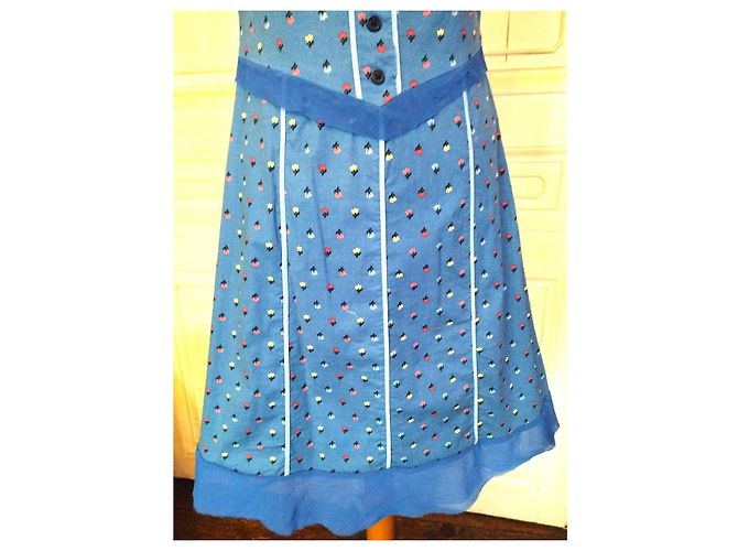 MARC JACOBS BRANDEBOURGS FRÜHLINGSKLEID KLEID RÜSCHEN TÜLL T UK 6 oder 36/38 Blau - Ansicht 5