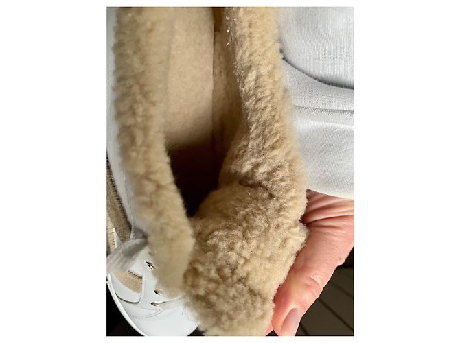Hermès Dare Sneaker Weiß Beige Leder Lammfell - Ansicht 4