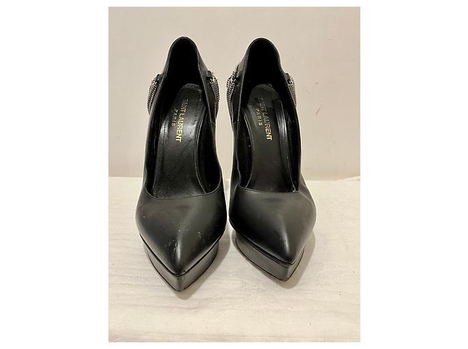 Tacco Janice Chain di Saint Laurent Nero - vista 2