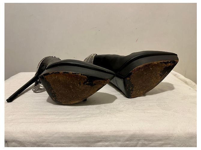 Tacco Janice Chain di Saint Laurent Nero - vista 6