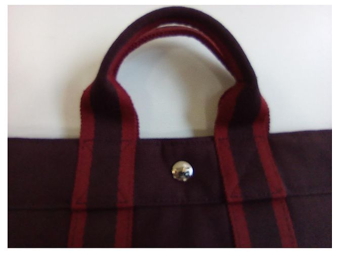 Toto Bag Borsa Hermès Toto in tela rosso scuro Bordò - vista 8