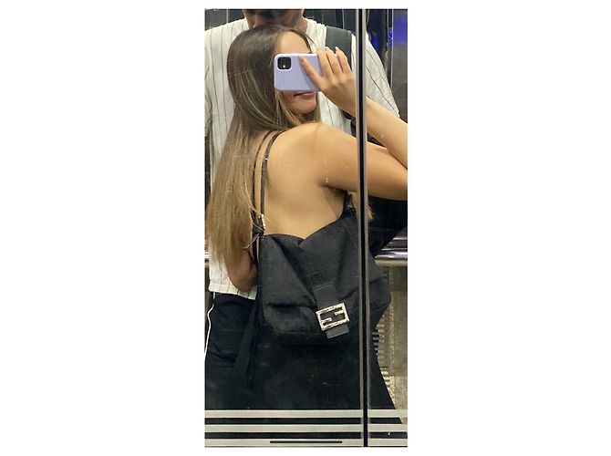 Baguette Borsa a mano Fendi Mama Wand in tessuto nero - vista 5