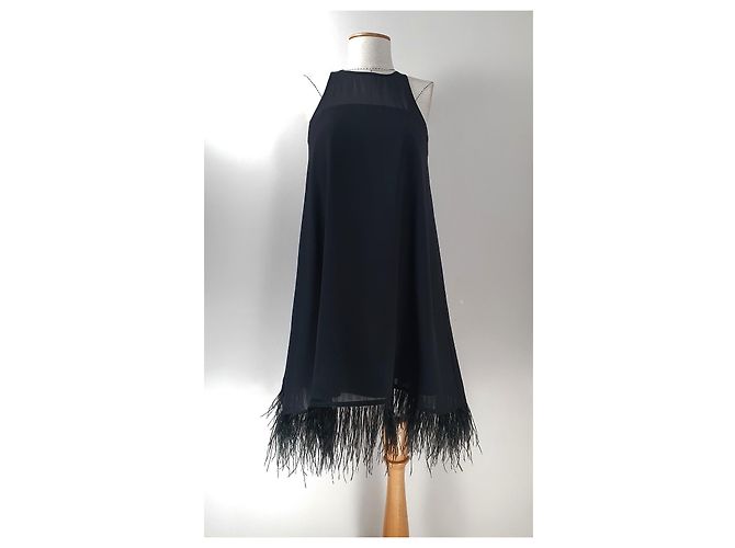 Aidan Mattox Swingkleid mit Federn Schwarz - Ansicht 2