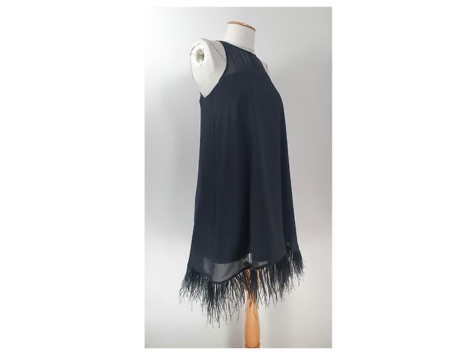 Aidan Mattox Swingkleid mit Federn Schwarz - Ansicht 4