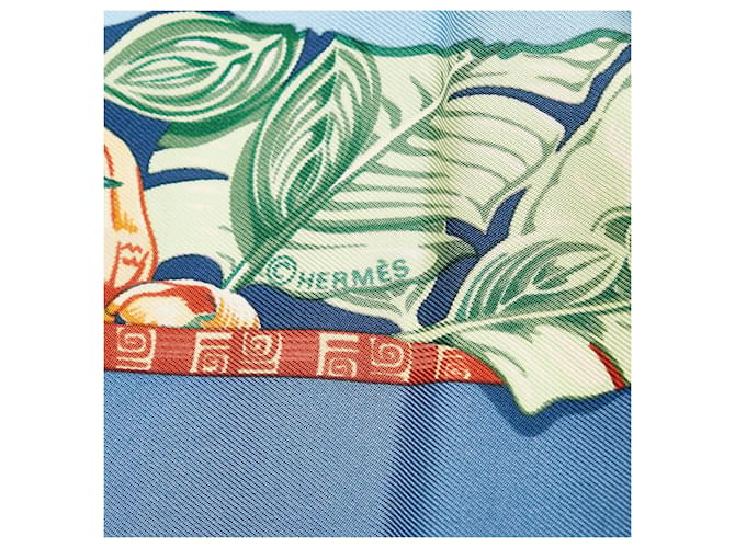 Hermès Sciarpa di seta Hermes blu Aloha - vista 2