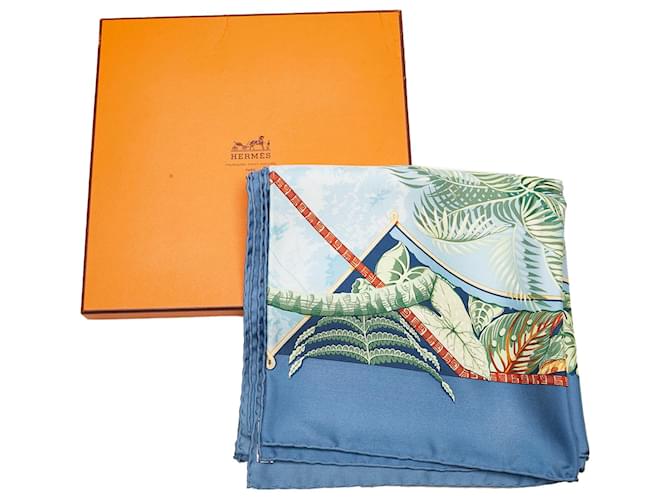 Hermès Sciarpa di seta Hermes blu Aloha - vista 6