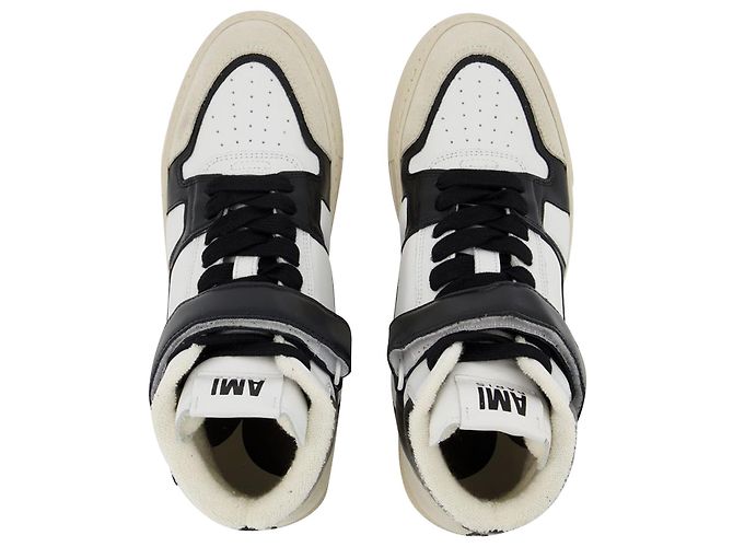 Ami Paris Baskets montantes ADC en cuir blanc et noir - vue 4
