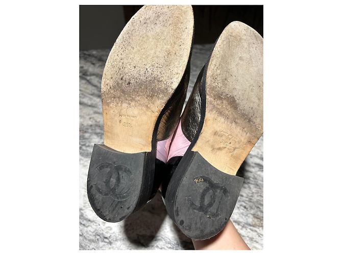 Derbies Chanel em couro preto e rosa - vista 6