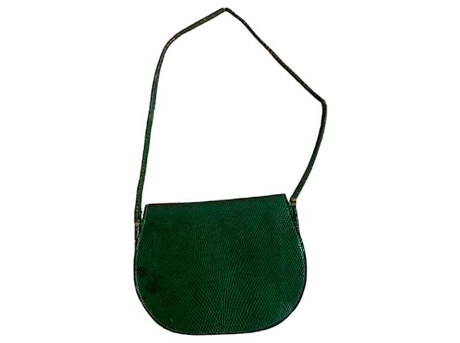Piano Sac Hermès Paula vintage Lézard Vert foncé - vue 7