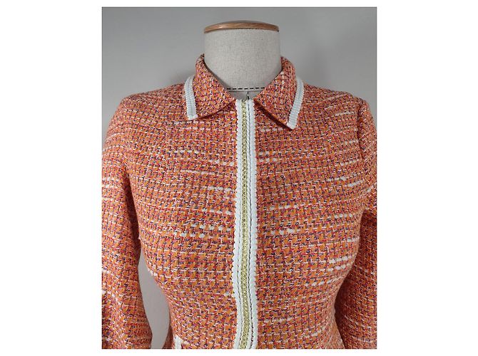 Maje Tweed Kleid mit geflochtenem Rand Orange Mehrfarben - Ansicht 3