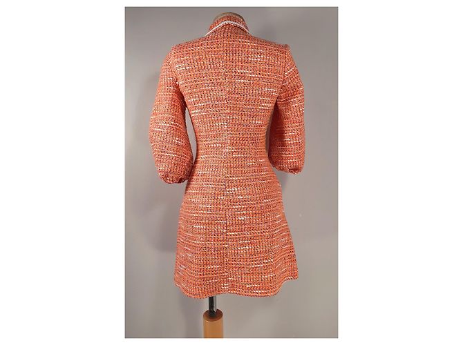 Maje Tweed Kleid mit geflochtenem Rand Orange Mehrfarben - Ansicht 6